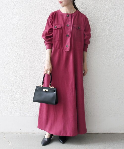 SHIPS any ワンピース any:「洗濯機可能」ピーチスキン クルーネック