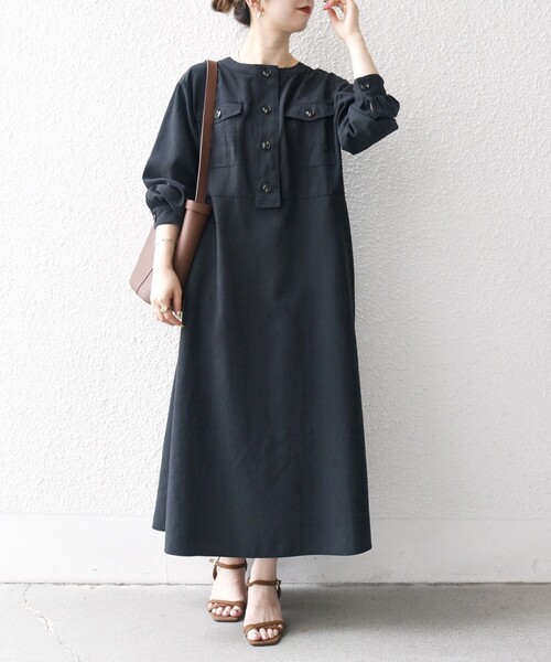 SHIPS any ワンピース any:「洗濯機可能」ピーチスキン クルーネック