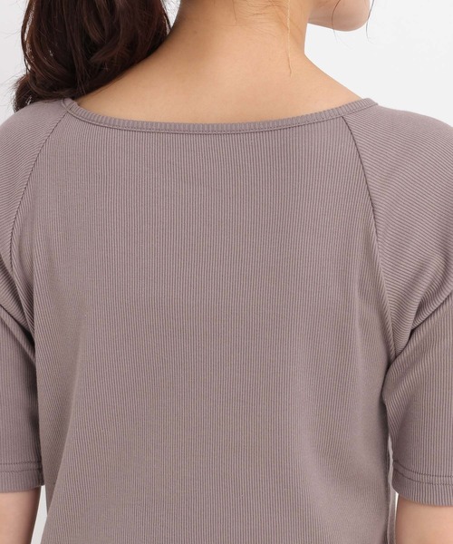 Andemiu tシャツ リブボートネック5分袖カットソー587124