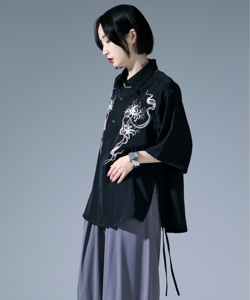 Ellno Loset（エルノロゼット） シャツ 彼岸花刺繍シャツ メンズ