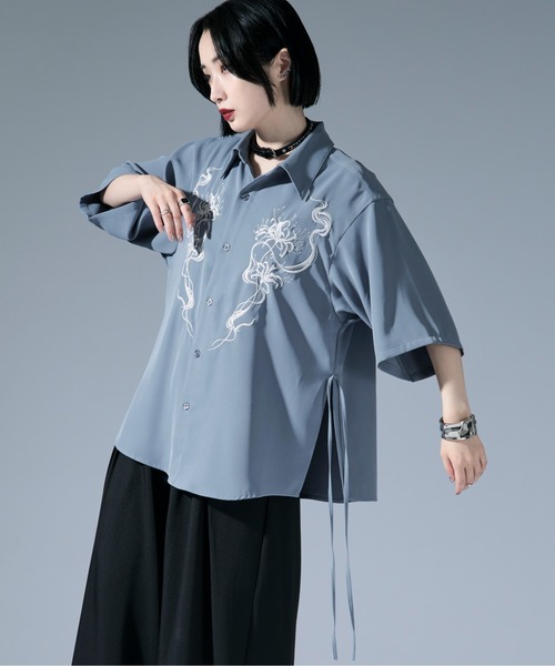 Ellno Loset（エルノロゼット） シャツ 彼岸花刺繍シャツ メンズ