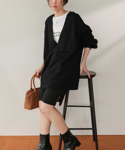 ♦♣♥レタリングプリントロングTシャツ　ブラック BLACK FESTIVAL ロングTシャツ フリーサイズ (Lサイズ) – ブラック