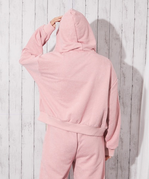 パーカー 「ラメ入り×ロゴ刺繍」レディース ジップアップパーカー 長袖