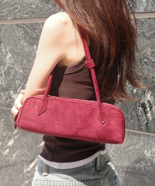 ショルダーバッグ バッグ スエード調スクエアミニボストン レディース