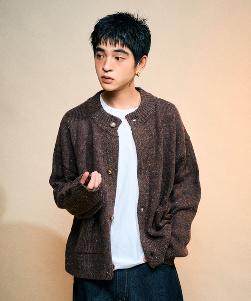 Elanque カーディガン No-collar cardigan/ノーカラーカーディガン