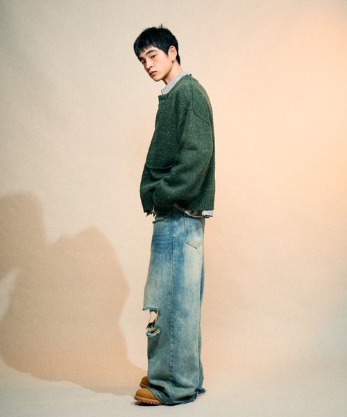 Elanque カーディガン No-collar cardigan/ノーカラーカーディガン