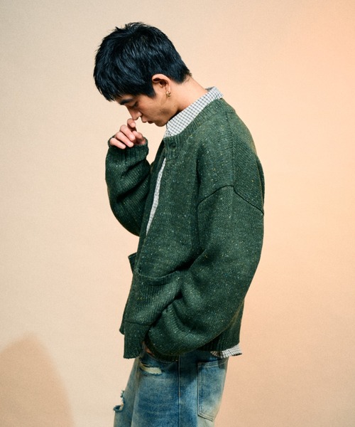 Elanque カーディガン No-collar cardigan/ノーカラーカーディガン 