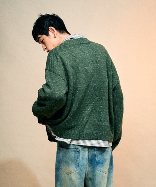 オーラリー　ノーカラーカーデ Elanque カーディガン No-collar cardigan/ノーカラーカーディガン
