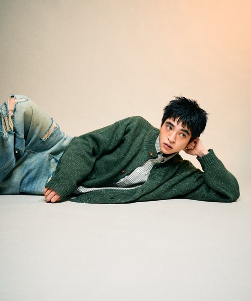 Elanque カーディガン No-collar cardigan/ノーカラーカーディガン 