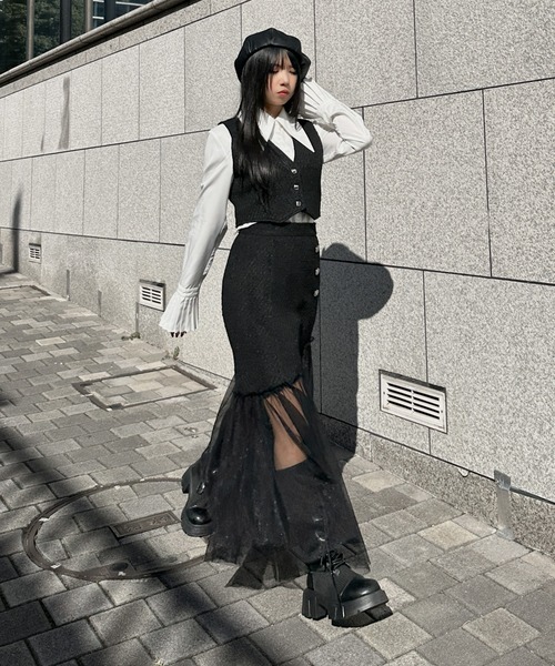 LVEU.（ラブユ） ベスト ジレ 「LVEU.」ツイードクロップドベスト