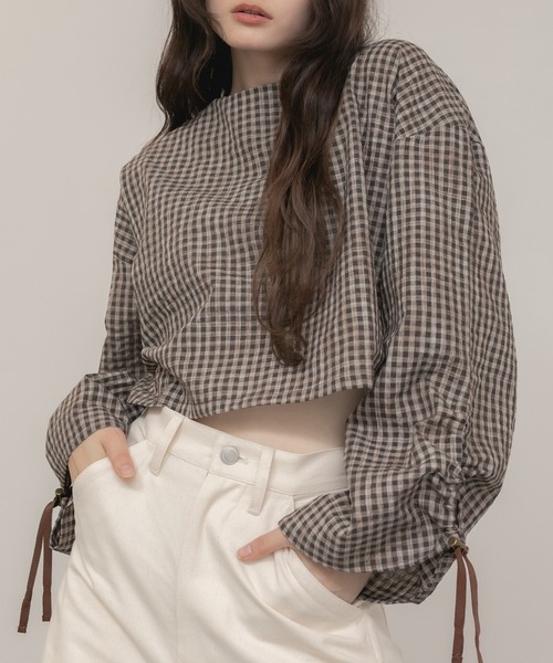 HEILIS（ヘイリス） ブラウス シャツ チェック柄バックオープン