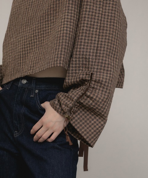 HEILIS（ヘイリス） ブラウス シャツ チェック柄バックオープン