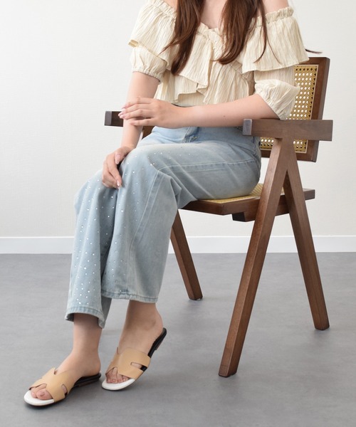 「CARRANO」 フラットサンダル 38 ピンク レディース_画像9