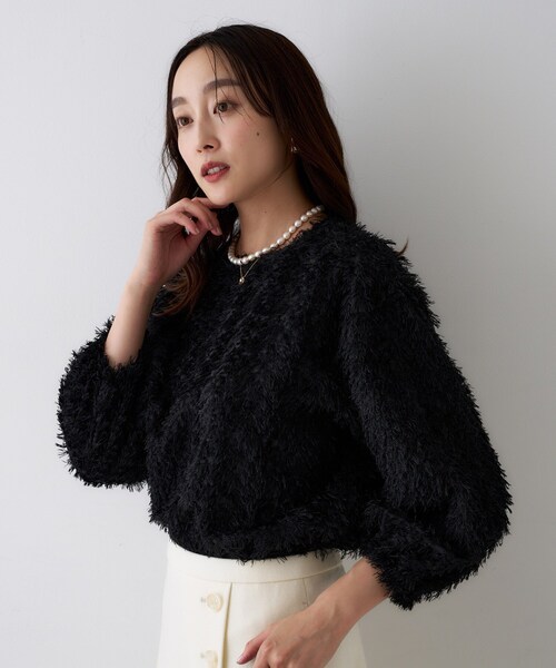 p*t様 大きい超美品【アンタイトル】クラシカルドットブラウス48白×黒 UNTITLED（アンタイトル） ブラウス シャツ 「洗える/1枚で着映え