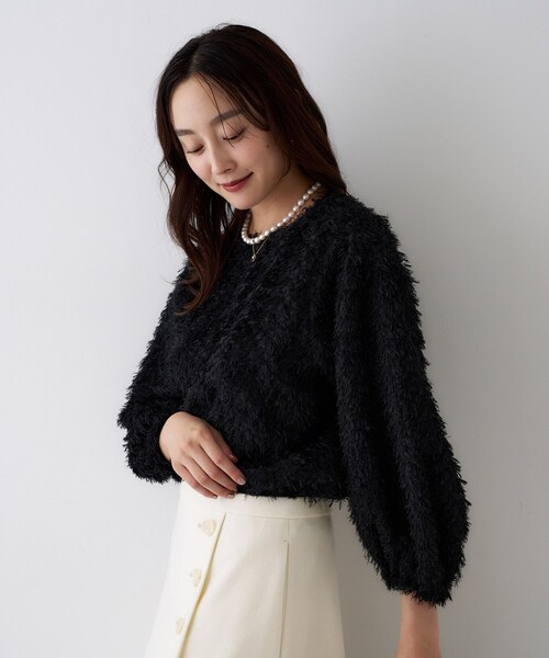 p*t様 大きい超美品【アンタイトル】クラシカルドットブラウス48白×黒 UNTITLED（アンタイトル） ブラウス シャツ 「洗える/1枚で着映え
