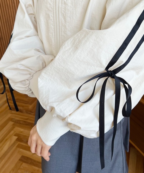 「moment+」 ナイロンブルゾン M アイボリー レディース_画像2