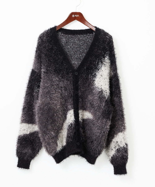 MK MICHEL KLEIN HOMME カーディガン マーブルシャギーカーディガン