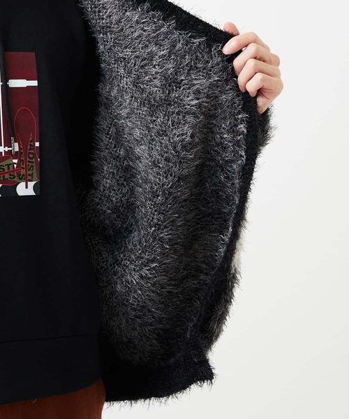 MK MICHEL KLEIN HOMME カーディガン マーブルシャギーカーディガン