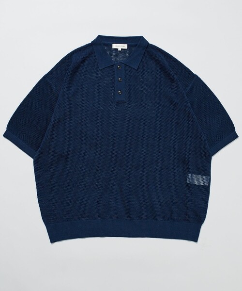 「FREAK'S STORE」 半袖ニット SMALL ネイビー メンズ_画像2