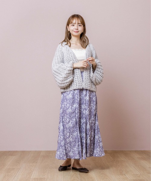 「flower」 ニットカーディガン FREE グレー レディース_画像3