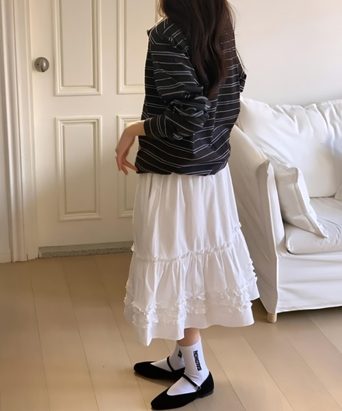 スカート ミディ丈フリルティアードスカート : ZOZOTOWN Yahoo!店
