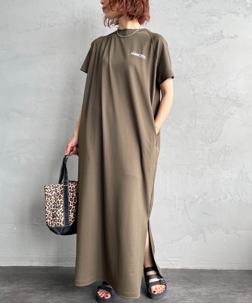 新品未使用品♡ アパルトモン×AMERICANA 超ロング ワンピース AMERICANA（アメリカーナ） ワンピース 半袖 別注 バックロゴプリント