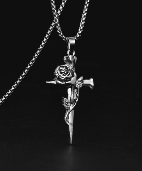 WESTSEA（ウエストシー） ネックレス ゴシッククロス 薔薇モチーフ 