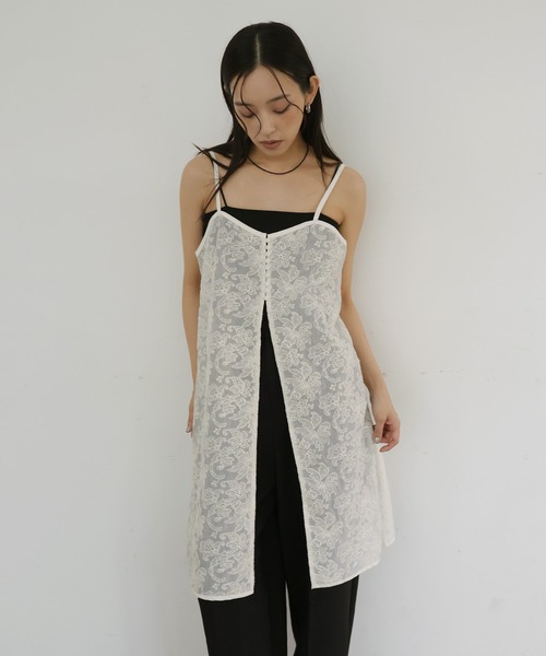 hellam（ヘラム） ワンピース 刺繍レースチュニックキャミワンピ