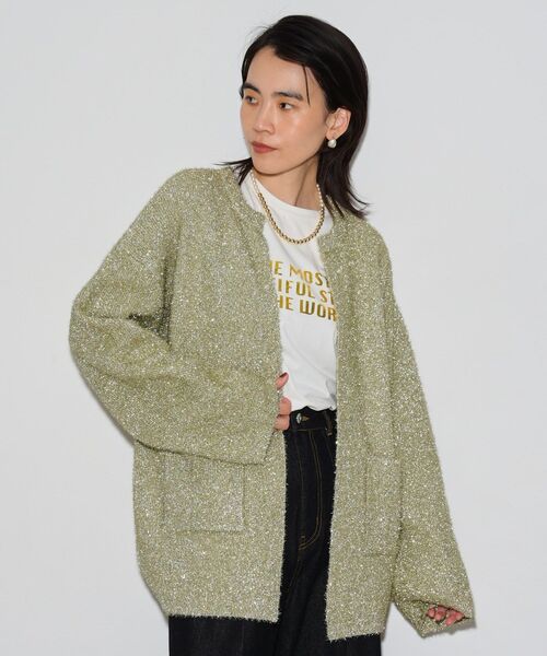「GALLEST」 ニットカーディガン 38 シルバー レディース_画像8