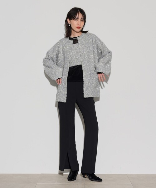 「GALLEST」 ニットカーディガン 38 シルバー レディース_画像9