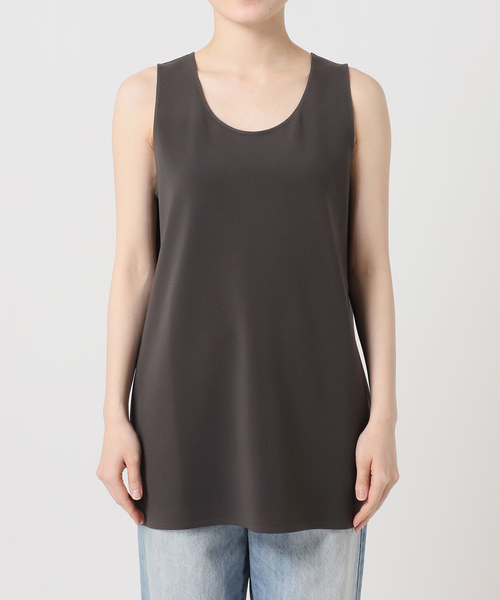 【美品】45R　レーヨンダンプのノースリーブトップ　タンクトップ　ベージュ　M plage（プラージュ） タンクトップ ノースリーブ Minimal Long タンク