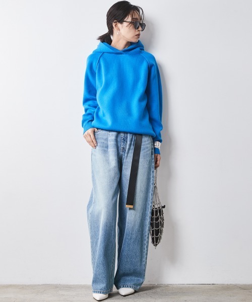 「CHIC STYLE」 プルオーバーパーカー 4L ブラック レディース_画像3