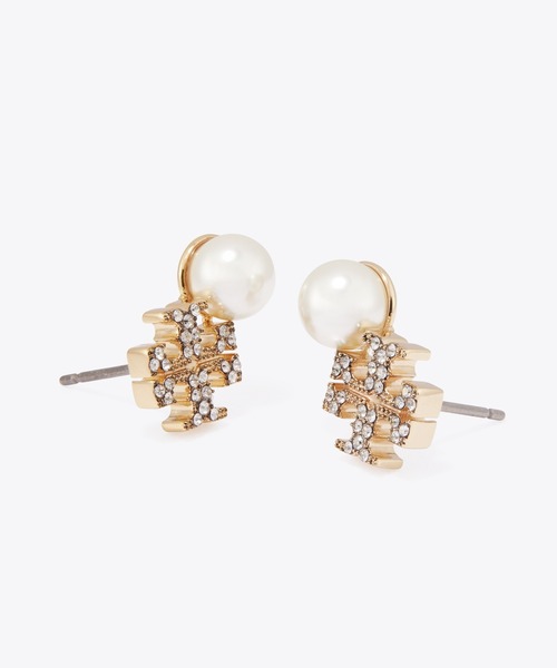 ピアス ムーンダンス ロゴ＆パール スタッドピアス レディースの画像