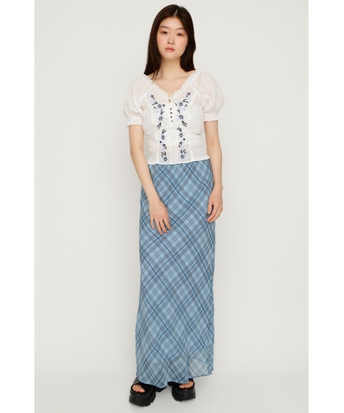 SLY（スライ） ブラウス シャツ 半袖 BLOOMING EMBROIDERY BLOUSE 