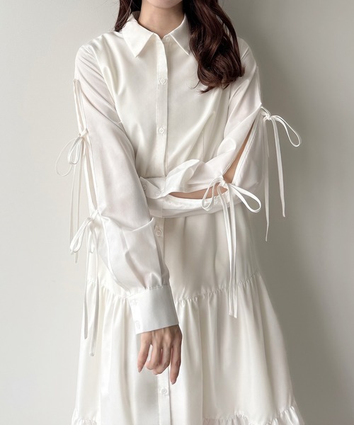 「mipiarl」 シャツワンピース LARGE ブルー レディース_画像2