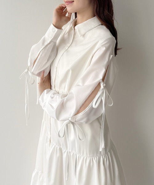 「mipiarl」 シャツワンピース LARGE ブルー レディース_画像3