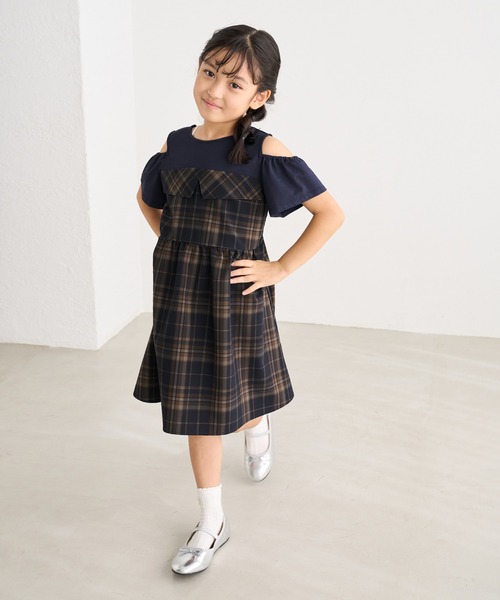 ロペピクニック　ROPE PICNIC チェック柄 ワンピース ROPE' PICNIC（ロペ ピクニック） ワンピース 「KIDS/キッズ」肩あき