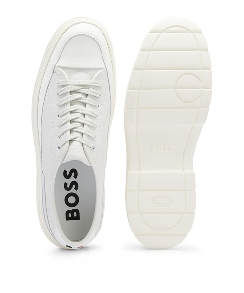 BOSS グレインレザースニーカー コントラストディテール BOSS(HUGO BOSS) スニーカー コントラストラバー アウトソール