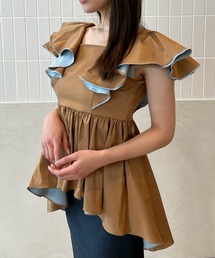 eimy istoire ブラウス シャツ バックロングツートーンフリル