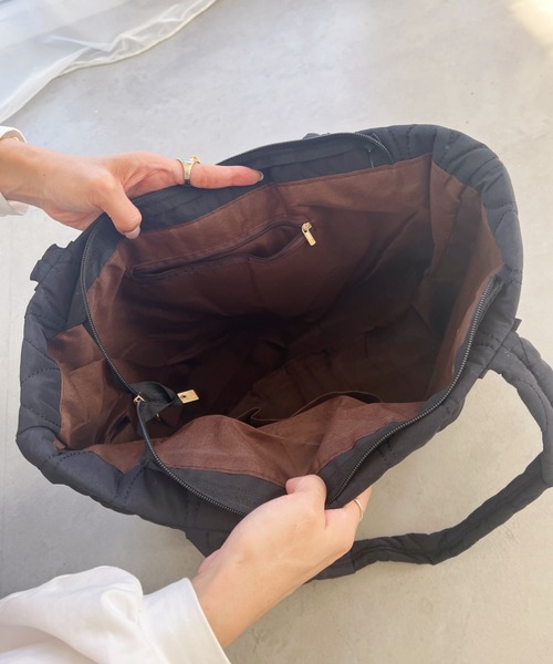 Private Label キルティング 羊革 トートバッグ A4可 ブラック Private Label キルティング 羊革 トートバッグ A4可 ブラック