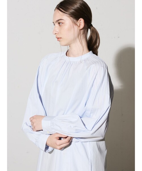 ワンピース MIDIUMISOLID for Ladies ピンタックボリュームスリーブ 