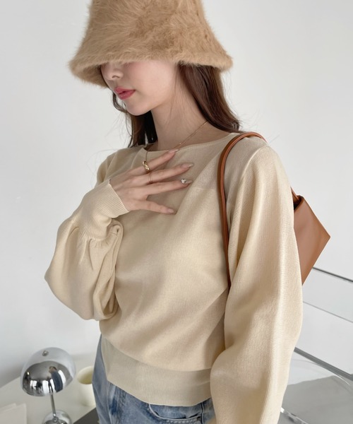 ニット セーター シアーネック切替えニット/洗える レディース Ada. ニット セーター 「サマーニット」デコルテシアー切り替え