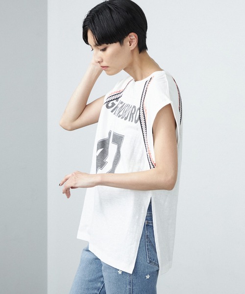 tシャツ WRANGLER/ラングラー リメイク ノースリーブTee ナンバリング レディース Wrangler tシャツ WRANGLER/ラングラー リメイク ノースリーブ