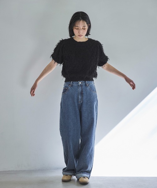 feepur ニット セーター 「ハンドウォッシャブル」フリンジパフ