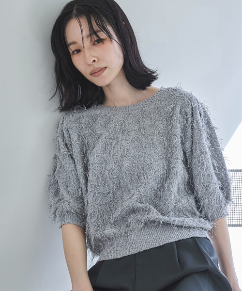 feepur ニット セーター 「ハンドウォッシャブル」フリンジパフ
