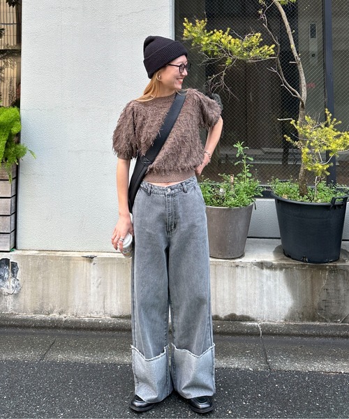 ニット セーター フリンジポロニット レディース feepur ニット セーター 「ハンドウォッシャブル」フリンジ