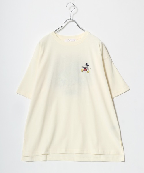 「LAVEANGE」 半袖Tシャツ「Disneyコラボ」 3L オフホワイト レディース Disney 「Disney」 半袖Tシャツ LL オフホワイト レディース