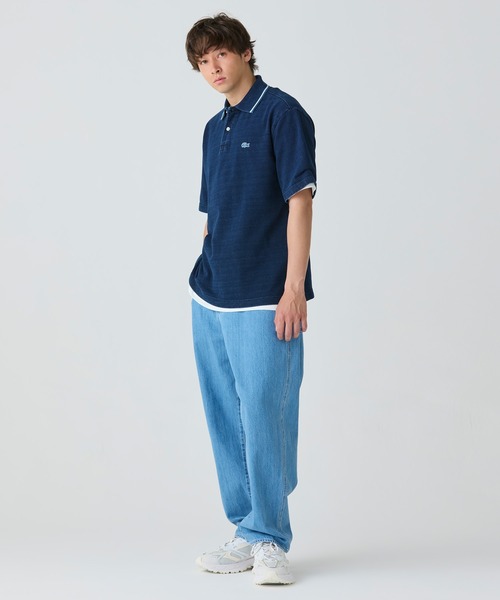 新品 未使用 ラコステ LACOSTE リブニット インディゴ ポロシャツ 半袖 ラコステ LACOSTE 配色リブニットインディゴポロシャツ （ブルー