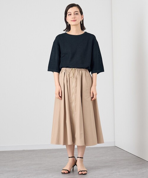 アナイ ANAYI 異素材切替 Vネック サマーニットコンビプルオーバートップス ANAYI（アナイ） ニット セーター カノコメッシュT プルオーバー