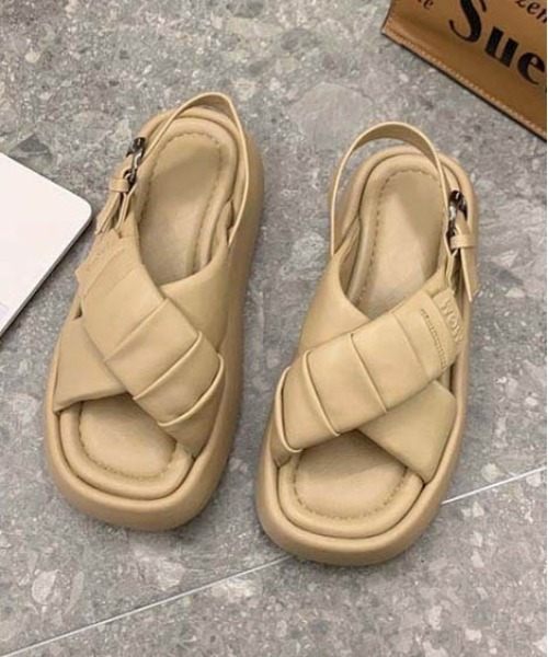 Rick Owens 厚底サンダル ラッピングストラップ 牛革 ビーチサンダル Rick Owens 厚底サンダル ラッピングストラップ 牛革 ビーチ